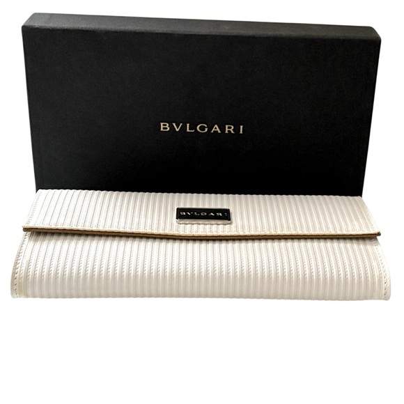 BULGARI Bvlgari RARE Gray/Cream Continental Long Wallet With Box - Picture 9 of 10